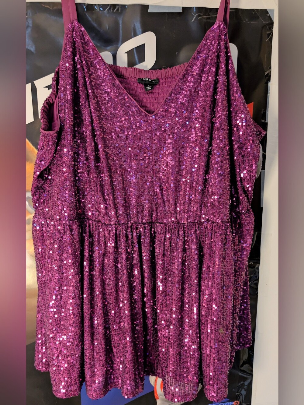 Torrid purple sequin peplum tank top